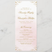 Klassiek roze en goud kalligrafie bruiloft program menu (Voorkant)