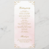 Klassiek roze en goud kalligrafie bruiloft program menu (Achterkant)