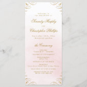 Klassiek roze en goud kalligrafie bruiloft program menu (Voorkant)