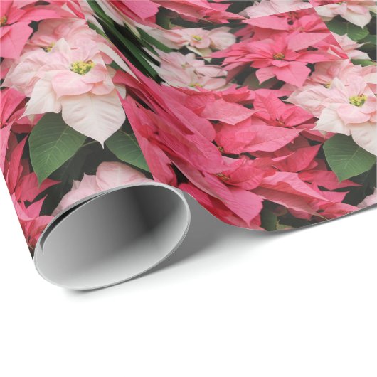 Klassiek roze en rood poinsettia ompakpapier cadeaupapier (Rol Hoek)