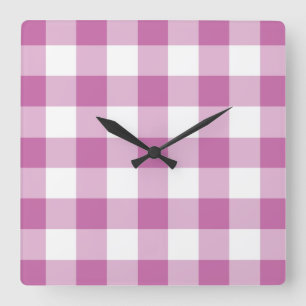 Klassiek roze en wit geruit gingham patroon vierkante klok