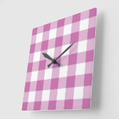 Klassiek roze en wit geruite Gingham patroon Vierkante Klok (Hoek)