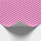 Klassiek roze en wit houndstooth patroon cadeaupapier (Hoek)