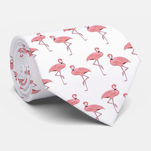 Klassiek roze Flamingo patroon Stropdas (Opgerold)