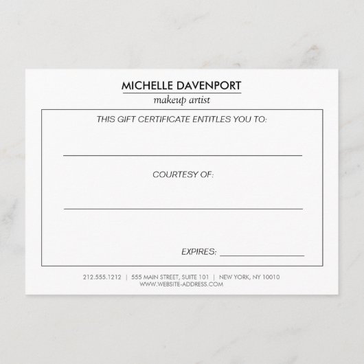 Klassiek roze Glitter Salon Cadeaubon (Achterkant)