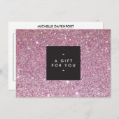 Klassiek roze Glitter Salon Cadeaubon (Voorkant / Achterkant)