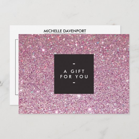 Klassiek roze Glitter Salon Cadeaubon (Voorkant / Achterkant)