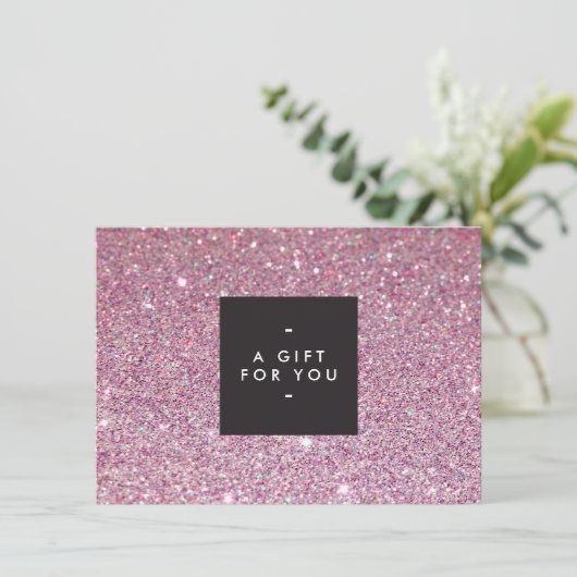 Klassiek roze Glitter Salon Cadeaubon (Staand voorkant)