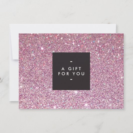 Klassiek roze Glitter Salon Cadeaubon (Voorkant)