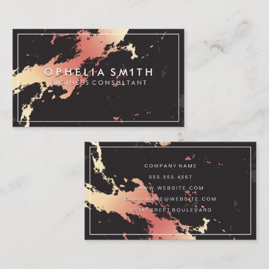 Klassiek roze goud marmer visitekaartje (Voorkant / Achterkant)