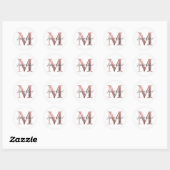 Klassiek roze gouden folie trouwmonogram M Ronde Sticker (Vel)