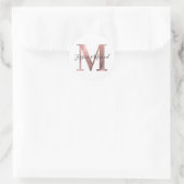 Klassiek roze gouden folie trouwmonogram M Ronde Sticker (Tas)