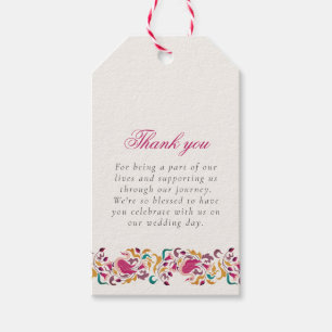 Klassiek Roze Groen Geel Bloemig Zwaan Vogel Bruil Cadeaulabel