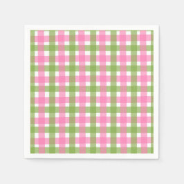 Klassiek Roze Groen Gingham Feest Servet