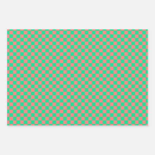 Klassiek Roze, Groen Plaid Inpakpapier Vel (Voorkant 2)