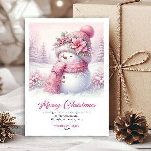 Klassiek Roze Kerstscene Feestdagenkaart