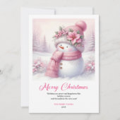 Klassiek Roze Kerstscene Feestdagenkaart (Voorkant)