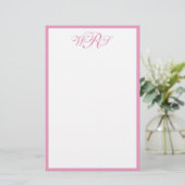 Klassiek Roze Monogram Briefpapier (Staand voorkant)