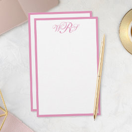 Klassiek Roze Monogram Briefpapier