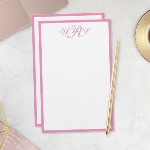Klassiek Roze Monogram Briefpapier
