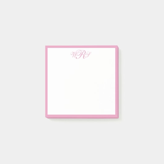 Klassiek Roze Monogram Post-it® Notes (Voorkant)