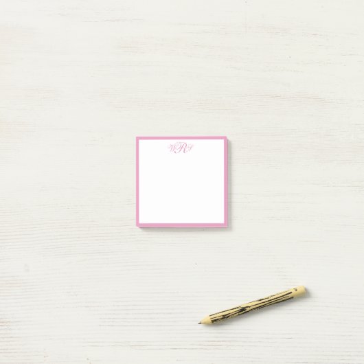 Klassiek Roze Monogram Post-it® Notes (Op bureau)