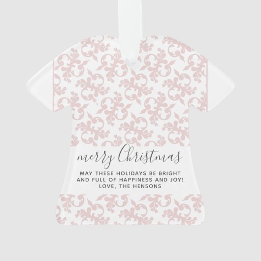 Klassiek roze Rococo Merry-kerstscript Ornament (achterkant)