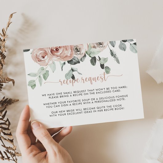 Klassiek Roze Roos Bloemachtig Huwelijksrecept Ver Informatiekaartje