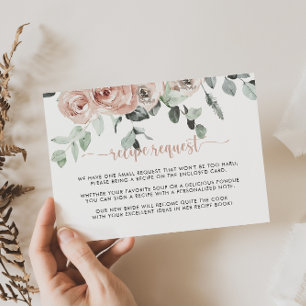 Klassiek Roze Roos Bloemige Trouwrecept Verzoek   Informatiekaartje