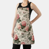 Klassiek roze roos crème bloempatroon schort (Insitu)