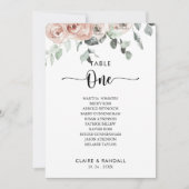 Klassiek Roze Tafelnummer 1 Zitplaatsenkaart (Voorkant)