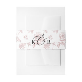 Klassiek roze Victoriaans bloemmotief monogram tro Uitnodigingen Wikkel