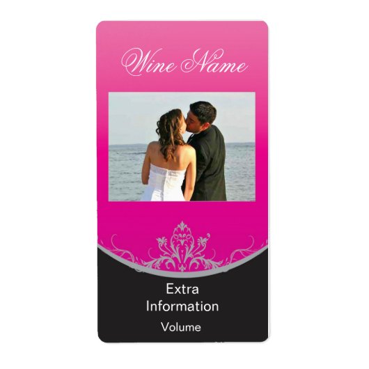 Klassiek roze wijnlabel met kussen etiket (Voorkant)