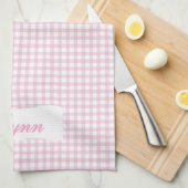 Klassiek roze & wit geruit | Persoonlijke naam Theedoek (Quarter Fold)