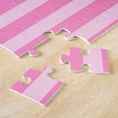 Klassiek roze wit streeppatroon legpuzzel (Zijkant)