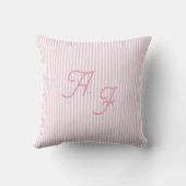 Klassiek Roze Witte Streep Kust Monogram Kussen (Achterkant)
