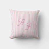 Klassiek Roze Witte Streep Kust Monogram Kussen (Voorkant)