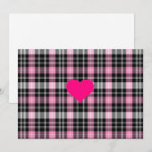 Klassiek Roze zwart geruit patroon roze hart Feestdagenkaart (Voorkant / Achterkant)