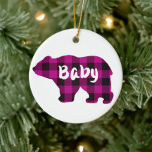 Klassiek roze zwart plaid baby beer ontwerp