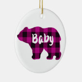 Klassiek roze zwart plaid baby beer ontwerp keramisch ornament (Rechts)