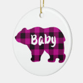 Klassiek roze zwart plaid baby beer ontwerp keramisch ornament (Links)