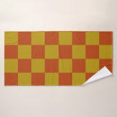 Klassiek Rust en Goud Checkerboard Patroon Badhanddoek (Badhanddoek)