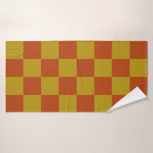 Klassiek Rust en Goud Checkerboard Patroon Badhanddoek