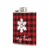 Klassiek rustiek gezellig rood zwart plaid patroon heupfles (Links)