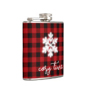 Klassiek rustiek gezellig rood zwart plaid patroon heupfles (Rechts)