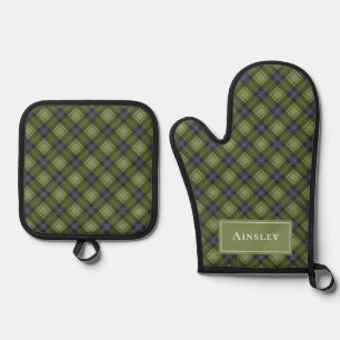 Klassiek Rustiek Groen Geruit Tartan Kerstmis Ovenwant & Pannenlap Set