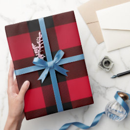 Klassiek Rustiek Rood Zwart Karmozijn Schotland Pa Cadeaupapier