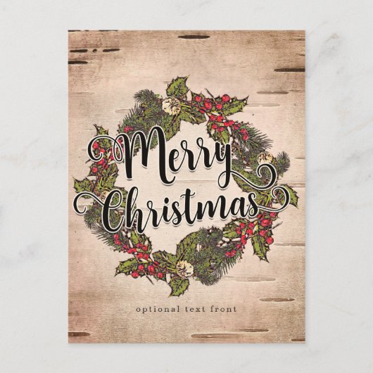 Klassiek Rustieke Berken Kerstmis Vrolijk Kerstfee Feestdagenkaart (Voorkant)