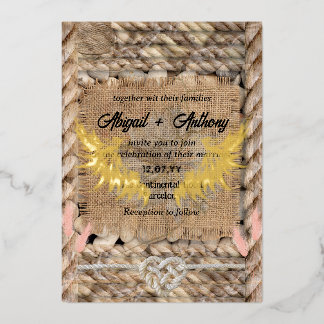 Klassiek ruw touw bruiloft folie uitnodiging