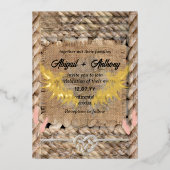 Klassiek ruw touw bruiloft folie uitnodiging (Voorkant)